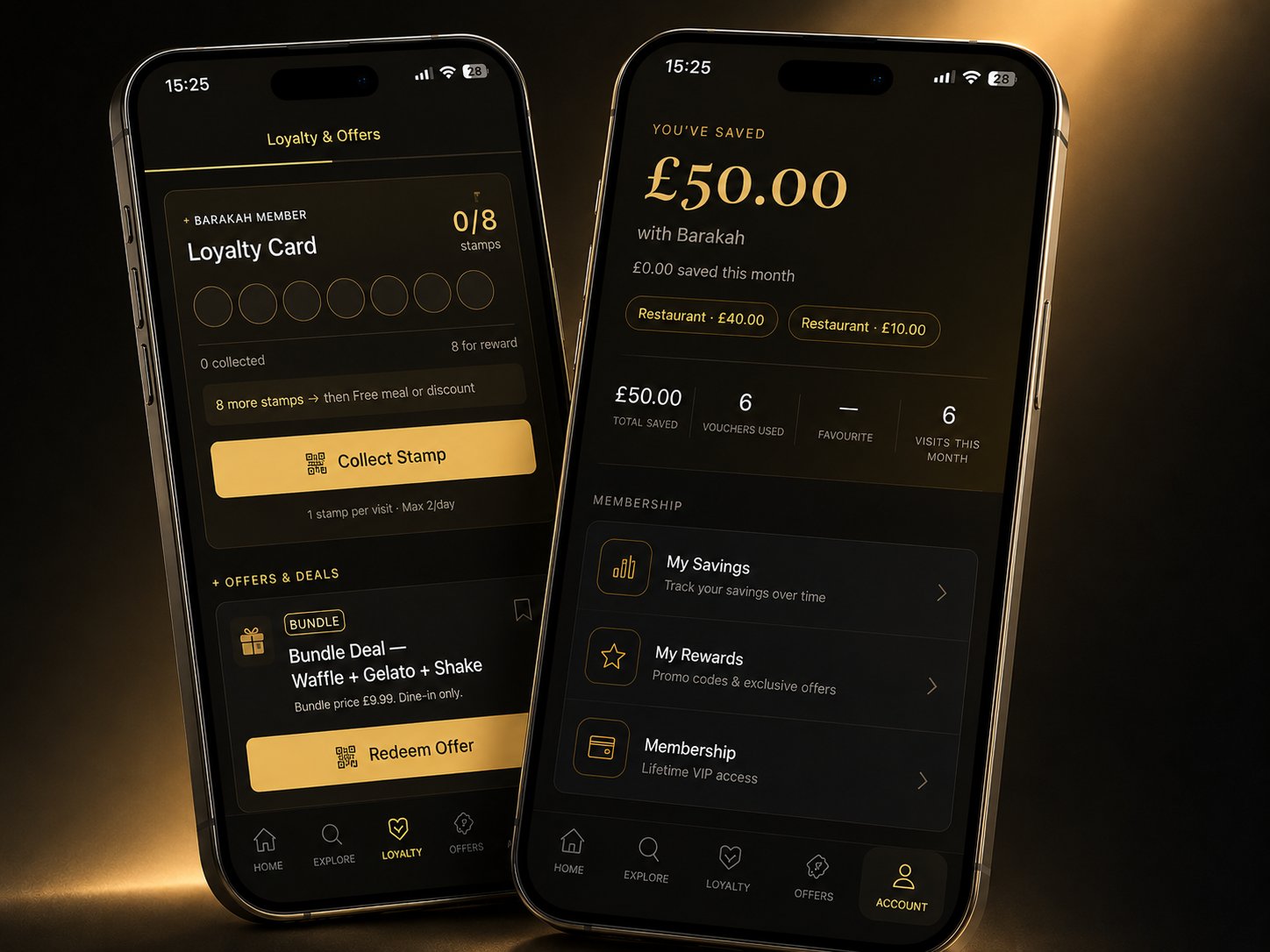 Barakah Club app loyalty card and offers screen